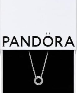 PANDORA Jewelry Hearts of PANDORA Cubic Zirconia Necklace in Sterling Silver - Comes with Gift Box - 17.7"