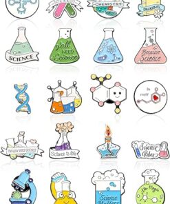 Patelai 20 Pcs Science Enamel Pins for Badge Science Pins Bulk Cute Kawaii Pins Cartoon Scientist Science Pins Lapel Laboratory Brooch Pin for Lab Week Gifts Backpacks Kids...