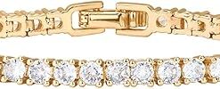 PAVOI 14K Gold Plated 3mm Cubic Zirconia Classic Tennis Bracelet | Gold Bracelets for Women | Size 6.5-7.5 Inch