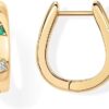 PAVOI 14K Gold Plated 925 Sterling Silver Posts Chunky Huggie Earrings for Women | Multi-Colored Cubic Zirconia Statement Hoop Earrings