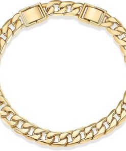 PAVOI 14K Gold Plated Chunky Curb Chain Anklet for Women | Lightweight Flat Curb Link Chain Anklets