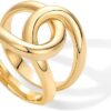 PAVOI 14K Gold Plated Chunky Interlock Statement Ring for Women | Interloop Band Thick Link Stackable Rings