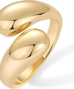 PAVOI 14K Gold Plated Chunky Open Twist Stackable Rings for Women | Bold Crossover Statement Ring Band