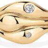 PAVOI 14K Gold Plated Chunky Stackable Rings Set for Women | Cubic Zirconia Bands Set | 3 Statement Rings Pack