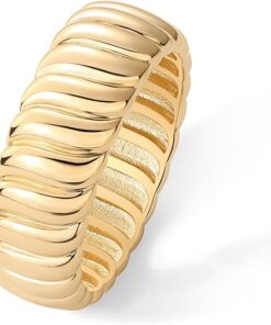 PAVOI 14K Gold Plated Chunky Statement Ring | Chunky Stackable Wide Band for Women