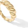 PAVOI 14K Gold Plated Croissant Dome Ring | Twisted Braided Gold Plated Ring | Chunky Signet Ring for Women