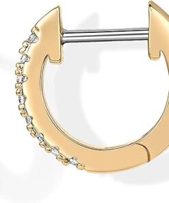 PAVOI 14K Gold Plated Cubic Zirconia Cuff Earrings Huggie Stud