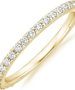 PAVOI 14K Gold Plated Cubic Zirconia Diamond Stackable Eternity Bands for Women