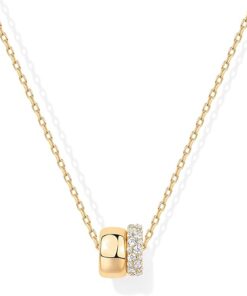 PAVOI 14K Gold Plated Cubic Zirconia Rondelle Pendant Necklace for Women | Two-Toned Dainty CZ Necklaces