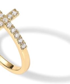 PAVOI 14K Gold Plated CZ Cross Ring | Eternity Promise Ring for Her | Infinity Wedding Band Ring