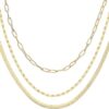 PAVOI 14K Gold Plated Dainty Layering Necklaces for Women | Snake Chain, Curb Link, Paperclip Layered Chains | Trendy Layering Necklace