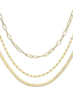 PAVOI 14K Gold Plated Dainty Layering Necklaces for Women | Snake Chain, Curb Link, Paperclip Layered Chains | Trendy Layering Necklace