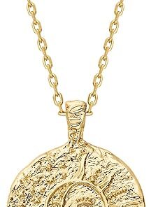 PAVOI 14K Gold Plated Engraved Coin Pendant Necklaces for Women | Byzantine Coin Pendants | Bohemian Necklace