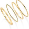 PAVOI 14K Gold Plated Four Pieces Thin Rings Set for Women | 4 Dainty Stacking Rings Pack | Minimalist Stackable Bands