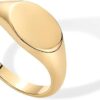 PAVOI 14K Gold Plated Pinky Signet Ring for Women | Lightweight Statement Bands | Chunky Signet Stackable Rings