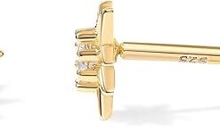 PAVOI 14K Gold Plated Solid 925 Sterling Silver Post Flat Back Stud Earrings for Women | Cartilage Helix Piercing | Cubic Zirconia Earrings