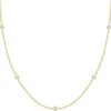 PAVOI 14K Gold Plated Station Necklace | Simulated Diamond BTY Necklace | Womens CZ Chain Necklace | Layering Necklaces