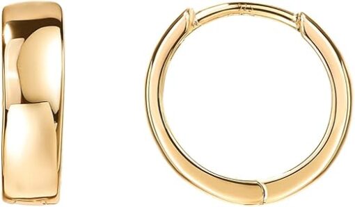 PAVOI 14K Gold Plated Sterling Silver Post Huggie Earrings | Small Hoop Earrings |Gold Earrings for Women