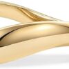 PAVOI 14K Gold Plated Wavy Stackable Ring for Women | Twisted Wave Band | Delicate Eternity Rings