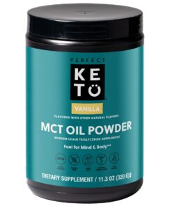 Perfect Keto MCT Oil Powder, 7g Medium Chain Triglycerides, Non Dairy Coffee Creamer for Keto Diet, Ketogenic MCT Oil Mix for Coffee, Smoothie, Protein Shakes and Tea, Vanilla,...