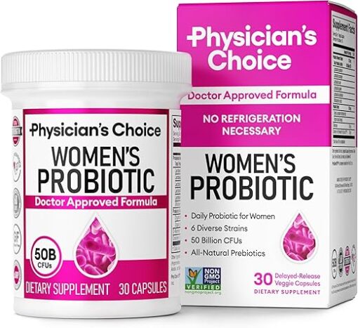 Physician's Choice Probiotics for Women - PH Balance, Digestive, UT, & Feminine Health - 50 Billion CFU - 6 Unique Strains for Women - Organic Prebiotics, Cranberry Extract+ -...