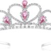 Pink Gems Rhinestone Tiara, for Little Kid Big Kid Girl Prom Birthday Prinecess Party