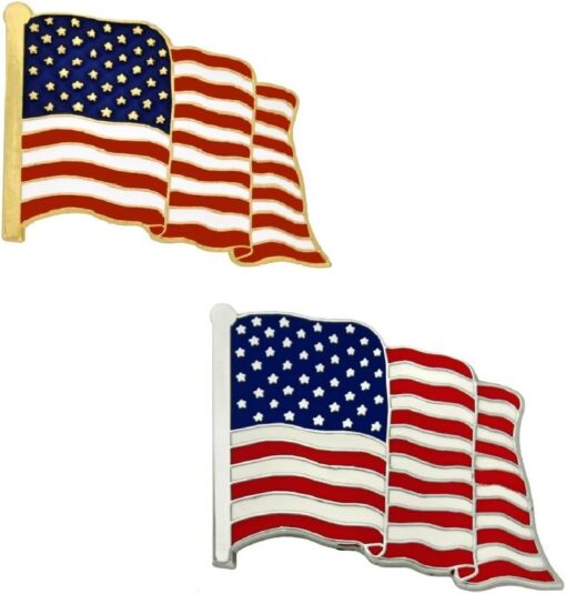 PinMart's 2 Pack Made in the USA American Flag Enamel Lapel Pins