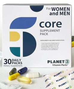 Planet 3 Vitamin Packs, Energy, Immune & Heart Support with Multivitamin, Vitamin D, Probiotics, Biotin, B12, Omega 3, Lutein - Daily Vitamins for Both Men & Women, Core...