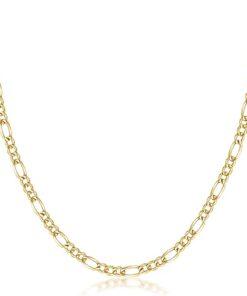 PORI JEWELERS 14K Yellow Gold 2.5mm, 3.5mm, 4.5mm, or 5.5mm Figaro Link Chain Necklace- Made in Italy- Multiple Lengths Available