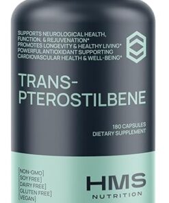 Potent Trans-Pterostilbene - 200mg, 180 Vegan Capsules - Antioxidant Supplement - Gluten, Soy & Dairy Free