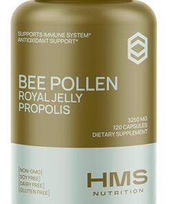 Premium Bee Pollen Daily Dietary Supplement - Includes Propolis & Royal Jelly - 3250mg Non-GMO, 120 Vegetarian Capsules - 30 Day Supply