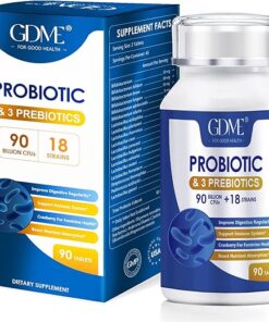 Probiotics 90 Billion CFU 18 Strains, Contains 3 Prebiotics, for Men & Women, Once Daily Probiotic Dietary Supplement, Boosts Digestive and Immune Health, 90 Tablets