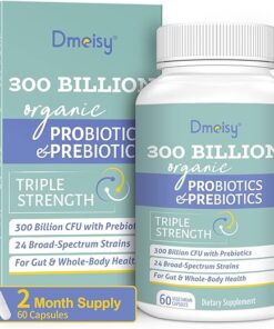 Probiotics for Women and Men 300 Billion CFU 24 Strains Probiotics with 15 Organic Herbs Prebiotics Blend Shelf Stable Probiotic Supplement for Digestive Immune & Whole-Body...