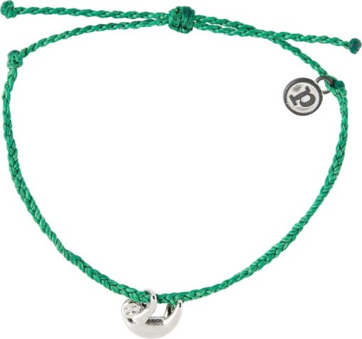 Pura Vida Gold or Silver Sloth Charity Wildlife Bracelet - 100% Waterproof, Adjustable Band - Coated Charm