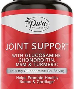 Pure By Nature Joint Support, Glucosamine with Chondroitin Turmeric MSM Boswellia Supplement, 180 Capsules