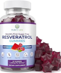 Purify Life Sugar-Free Resveratrol Gummies - Potent 1500mg Resveratrol Supplement to Support Digestive & Immune Health - Resveratrol Supplement for Antioxidant Support, Cell...