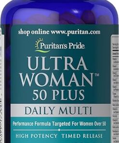 Puritan's Pride Ultra Woman 50 Plus Multivitamin Caplets with Zinc, 120 Count, White