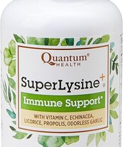 Quantum Health Super Lysine+ / Advanced Formula Lysine+ Immune Support with Vitamin C, Echinacea, Licorice, Propolis, Odorless Garlic (180 Tablets), Packaging may vary