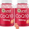 Qunol CoQ10 Gummies, CoQ10 100mg, Delicious Gummy Supplements, Helps Support Heart Health, Vegan, Gluten Free, Ultra High Absorption, 2 Month Supply (60 Count, Pack of 2)