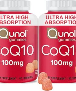 Qunol CoQ10 Gummies, CoQ10 100mg, Delicious Gummy Supplements, Helps Support Heart Health, Vegan, Gluten Free, Ultra High Absorption, 2 Month Supply (60 Count, Pack of 2)