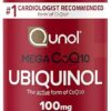 Qunol Mega Ubiquinol 100mg CoQ10, Superior Absorption, Patented Water and Fat Soluble Natural Supplement Form of Coenzyme Q10, Antioxidant for Heart Health, 100 Count Softgels