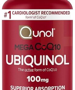 Qunol Mega Ubiquinol 100mg CoQ10, Superior Absorption, Patented Water and Fat Soluble Natural Supplement Form of Coenzyme Q10, Antioxidant for Heart Health, 100 Count Softgels