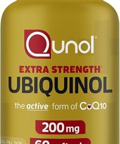 Qunol Ubiquinol CoQ10 200mg Softgels, Powerful Antioxidant for Heart and Vascular Health, Essential for Energy Production, Natural Supplement Active Form of CoQ10, 60ct Softgels