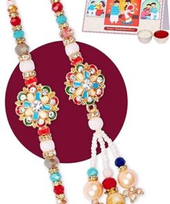 Rakhi For Brother with Card - Set of 3, Raksha Bandhan Rakhi | Rakhis for Rakshabandhan | Bhaiya Bhabhi Rakhi Set for Brother | Rakhi Bracelet for Brother Sister | Rakhi Thread