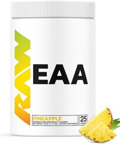 RAW EAA Amino Acids Powder, Pineapple (25 Servings) - Pre Workout Amino Energy Powder for Strength, Endurance, Recovery & Lean Muscle Growth - BCAA Amino Acids Supplement for...