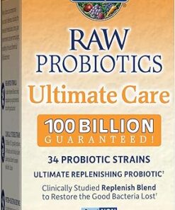 Raw Probiotics - 100 Billion CFU, Shelf Stable, 30 Capsules - For Men and Women, Digestive Enzymes, Clinically Studied Strains - by Garden of Life