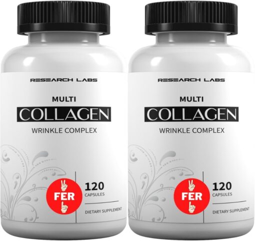 Research Labs 2 for 1 Promo 240 Collagen Pills - 6000 mg. Grass Fed Anti-aging Support for Skin, Joints, Tendons, Bones, Hair and Nails. Paleo Friendly. Collagen Peptides Powder...