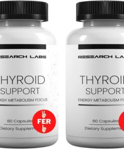 Research Labs Thyroid Support + Iodine Supplement - Energy, Metabolism, Focus (60 Capsules) - 2 Pack. Supports Proper Hormone Levels for Overall Well-being. Made in USA.