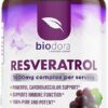 Resveratrol 1600mg, Trans-Resveratrol Antioxidant Supplement with Green Tea, Grape Seed Extract and Quercetin, Helps to Support Digestive Health and Immune System, 180 Capsules