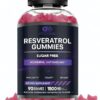 Resveratrol Gummies 1500mg - Sugar Free Resveratrol Supplement for Antioxidant Support, Immunity, Heart Health, Brain Function - Natural Raspberry Watermelon Flavor (90 Count)